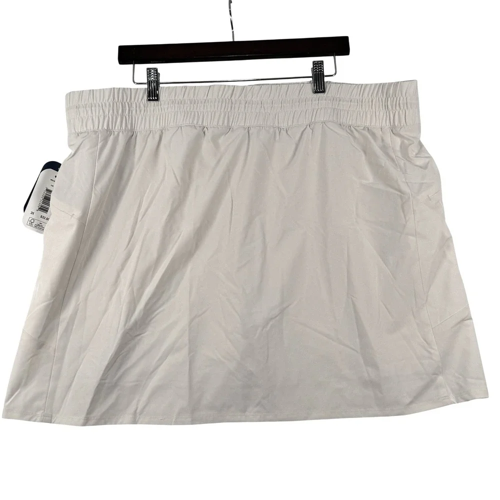 MTA Sport Women 2X Skort White Fast-Dri Zipper Pockets Plus Activewear Hiking